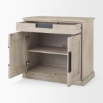 Braxton 33.5L x 18.5W x 31.5H Beige Wood W/Black Accents 2 Door Accent Cabinet