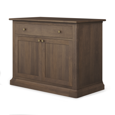 Braxton Dark Brown Solid Wood w/ Antique Knobs Accent Cabinet 1 Drawer 2 Doors