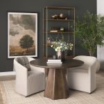 Braxton Dark Brown Wood w/ Antiqued Aged Brass Metal 3 Tiers 2 Door Shelving Unit