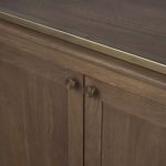 Braxton Dark Brown Wood w/ Antiqued Aged Brass Metal 3 Tiers 2 Door Shelving Unit