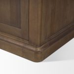Braxton Dark Brown Wood w/ Antiqued Aged Brass Metal 3 Tiers 2 Door Shelving Unit