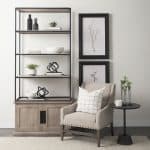 Braxton II Light Brown Wood and Iron Three Shelf Shelving Unit 41.5L x 18.5W x 9
