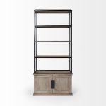 Braxton II Light Brown Wood and Iron Three Shelf Shelving Unit 41.5L x 18.5W x 9