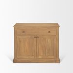 Braxton Light Brown Solid Wood w/ Gunmetal Knobs Accent Cabinet 1 Drawer 2 Doors