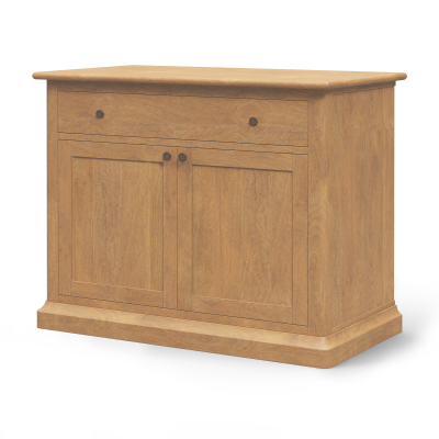 Braxton Light Brown Solid Wood w/ Gunmetal Knobs Accent Cabinet 1 Drawer 2 Doors