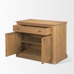Braxton Light Brown Solid Wood w/ Gunmetal Knobs Accent Cabinet 1 Drawer 2 Doors
