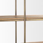 Braxton Light Brown Wood w/ Antiqued Brass Metal 3 Tiers 2 Door Shelving Unit