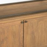 Braxton Light Brown Wood w/ Antiqued Brass Metal 3 Tiers 2 Door Shelving Unit