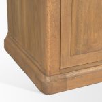 Braxton Light Brown Wood w/ Antiqued Brass Metal 3 Tiers 2 Door Shelving Unit