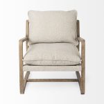 Brayden 28.3L x 34.1W x 35H Light Brown Wood W/ Beige Fabric Seat Accent Chair