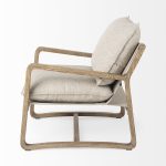 Brayden 28.3L x 34.1W x 35H Light Brown Wood W/ Beige Fabric Seat Accent Chair