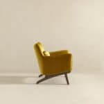 Gold Velvet Mid-Century Modern Armchair with Padded Back Cushion