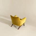 Gold Velvet Mid-Century Modern Armchair with Padded Back Cushion