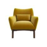 Gold Velvet Mid-Century Modern Armchair with Padded Back Cushion