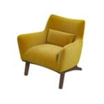 Gold Velvet Mid-Century Modern Armchair with Padded Back Cushion