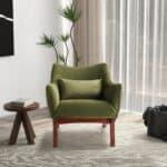Olive Green Velvet Mid-Century Modern Lounge Chair