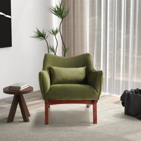 BraydenOliveGreenVelvetLoungeChair 1
