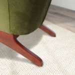 Olive Green Velvet Mid-Century Modern Lounge Chair