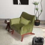 Olive Green Velvet Mid-Century Modern Lounge Chair