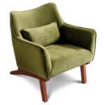 Olive Green Velvet Mid-Century Modern Lounge Chair