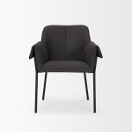 Brently Dining Chair w/ Gray Fabric & Matte Black Metal Legs