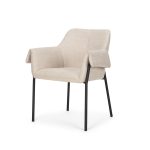 Brently Dining Chair w/ Oatmeal Fabric & Matte Black Metal Legs