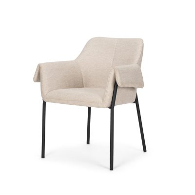 Brently Dining Chair w/ Oatmeal Fabric & Matte Black Metal Legs