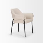 Brently Dining Chair w/ Oatmeal Fabric & Matte Black Metal Legs