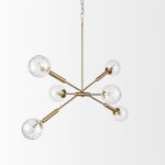 Britton Gold Metal w/ Clear Glass Globes 6-Light Chandelier