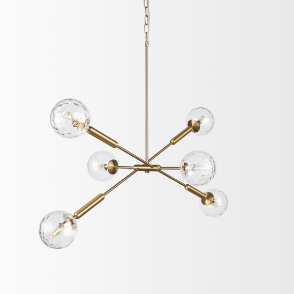 Britton Gold Metal w Clear Glass Globes 6 Light Chandelier 3