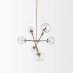 Britton Gold Metal w/ Clear Glass Globes 6-Light Chandelier