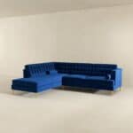 Blue Velvet Left-Facing Sectional Sofa with Removable Legs