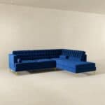 Dark Blue Velvet Right-Facing Sectional Sofa with Removable Legs
