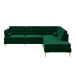 Green Velvet Right-Facing Sectional Sofa with Removable Legs 7 Green Velvet Right-Facing Sectional Sofa with Removable Legs
