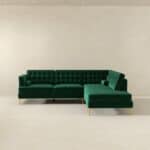 Green Velvet Right-Facing Sectional Sofa with Removable Legs 11 Green Velvet Right-Facing Sectional Sofa with Removable Legs