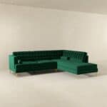 Green Velvet Right-Facing Sectional Sofa with Removable Legs 10 Green Velvet Right-Facing Sectional Sofa with Removable Legs