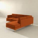 Orange Velvet Right-Facing Sectional Sofa with Removable Legs 10 Orange Velvet Right-Facing Sectional Sofa with Removable Legs