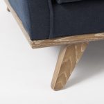 Brooks 41.7L x 34.8W x 33.5H Navy Blue Fabric Chair W/ Medium Brown Wooden Legs