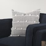 Brooks 41.7L x 34.8W x 33.5H Navy Blue Fabric Chair W/ Medium Brown Wooden Legs