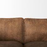 Brooks 90.2L x 34.8W x 33.5H Cognac Brown Faux Leather Three Seater Sofa W/ Medium Brown Wooden Legs