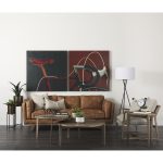 Brooks 90.2L x 34.8W x 33.5H Cognac Brown Faux Leather Three Seater Sofa W/ Medium Brown Wooden Legs