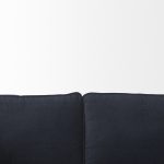 Brooks 90.2L x 34.8W x 33.5H Navy Blue Fabric Three Seater Sofa W/ Medium Brown Wooden Legs