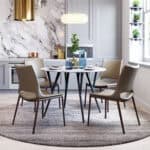 Brown Faux Leather Dining Chair with Walnut Frame (Set of 2)