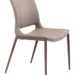 Brown Faux Leather Dining Chair with Walnut Frame (Set of 2)