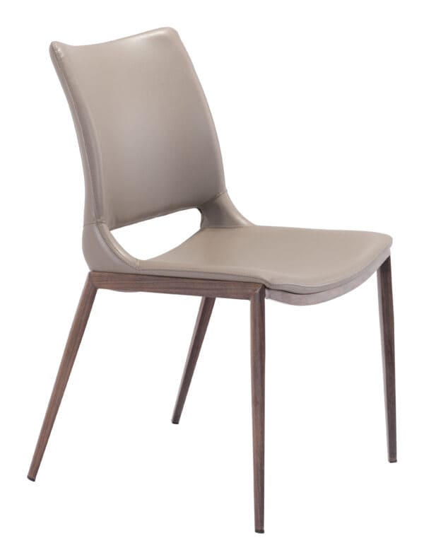 Brown Faux Leather Dining Chair with Walnut Frame Set of 2 2
