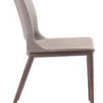 Brown Faux Leather Dining Chair with Walnut Frame (Set of 2)