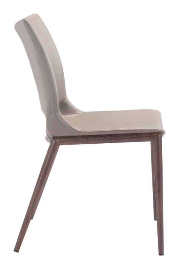 Brown Faux Leather Dining Chair with Walnut Frame Set of 2 3