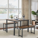 Space-Saving Dining Table Set with Benches for Small Spaces (3-Piece)