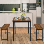 Space-Saving Dining Table Set with Benches for Small Spaces (3-Piece)