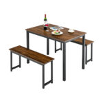 Space-Saving Dining Table Set with Benches for Small Spaces (3-Piece)
